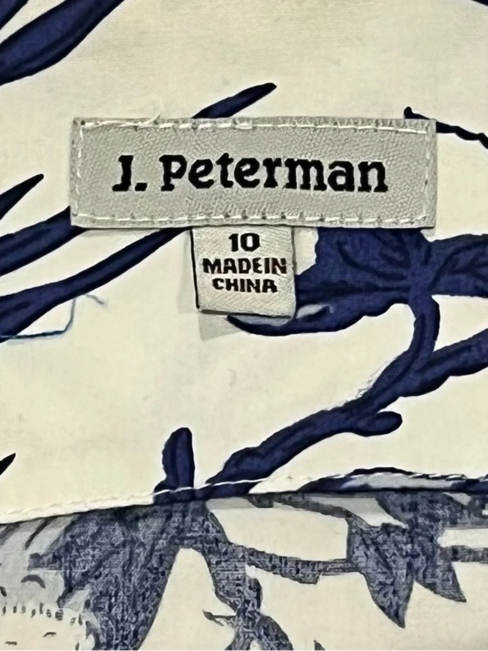 The J. Peterman Company Toile de Jouy Kentucky Derby Dress Blue & White Sz 10 - Picture 9 of 12